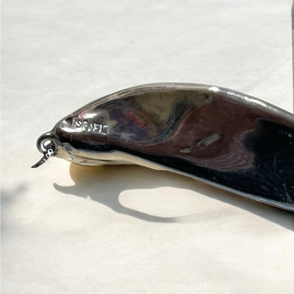 UNIQUE Vintage Israeli Large Leaf Pendant On Italian Sterling Silver Chain - Picture 4 of 4